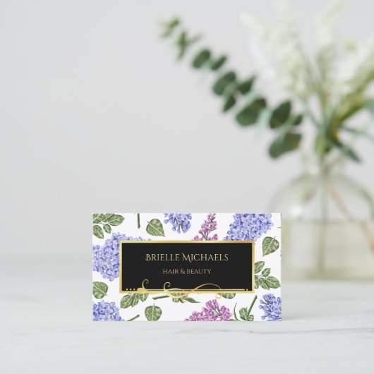 薄紫エレガントフローラ金ゴールドの染毛と美しい 名刺 (スタンド正面)