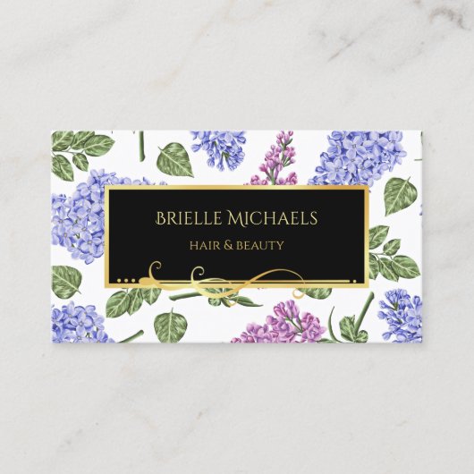 薄紫エレガントフローラ金ゴールドの染毛と美しい 名刺 (正面)