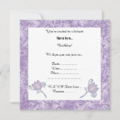 薄紫エレガント大理石チューリップパーティの招待状 招待状 (正面)