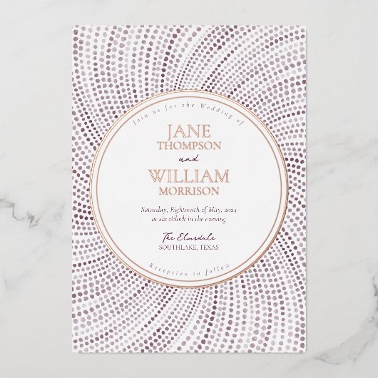 薄紫エレガント水彩箔結婚式招待状 箔招待状 (正面)