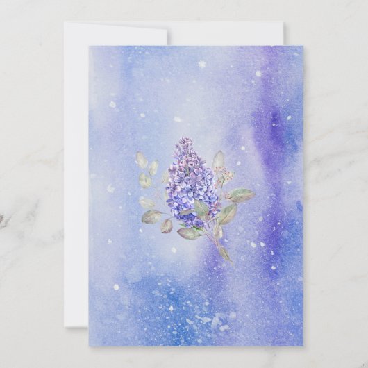 薄紫エレガント水彩花赤ちゃんシャワー 招待状 (裏面)