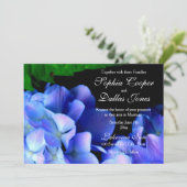 薄紫エレガント青フローラアジサイ結婚ア 招待状 (スタンド正面)