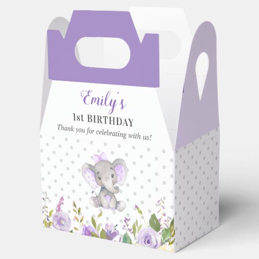 薄紫エレファントファースト誕生日パーティリトルピーナッツ フェイバーボックス (オープン)