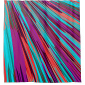 薄紫オレンジティール（緑がかった色）抽象芸術幾何学羽根 シャワーカーテン (正面)