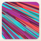 薄紫オレンジティール（緑がかった色）抽象芸術幾何学羽根 スクエアペーパーコースター (正面)