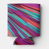 薄紫オレンジティール（緑がかった色）抽象芸術幾何学羽根 缶クーラー (正面)