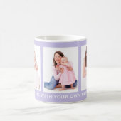 薄紫カスタムカラー3写パーソナライズされた真 コーヒーマグカップ (中央)