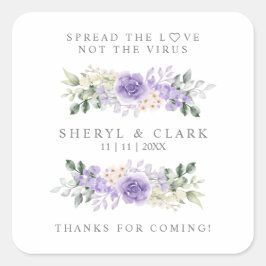 薄紫カスタムフローラリース結婚のサニタイザゲル スクエアシール