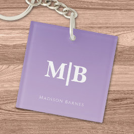 薄紫カスタムモノグラム名 キーホルダー