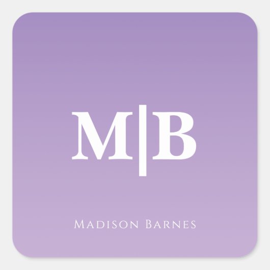 薄紫カスタムモノグラム名 スクエアシール (正面)
