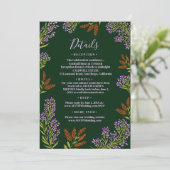 薄紫カラフルワイルドフラワー結婚ボタニカル詳細 招待状 (スタンド正面)