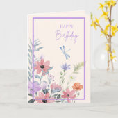 薄紫ガーデン誕生日カード カード (黄色い花)