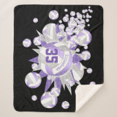 薄紫ガーリーグレイのバレーボール シェルパブランケット (正面)