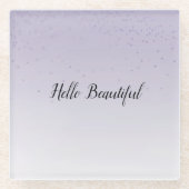 薄紫ガーリーパープル紙吹雪グラムグラデーション ガラスコースター (正面)