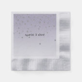 薄紫ガーリーパープル紙吹雪グラムシルバースパークル 縁ありカクテルナプキン (正面)