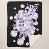 薄紫ガーリー紫色の白いバレーボールとスター シェルパブランケット (正面)