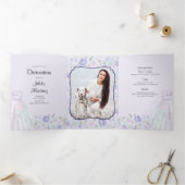 薄紫キンセアニェラダイヤモンドプリンセスドレスフォト 三つ折り招待状 (内部)