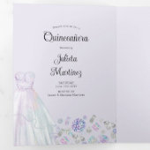 薄紫キンセアニェラダイヤモンドプリンセスドレスフォト 三つ折り招待状 (内部最初)