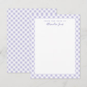 薄紫ギンガムチェック個人文房具ノートカード サンキューカード (正面/裏面)