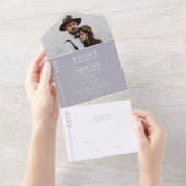 薄紫クリーン線結婚式招待状 オールインワン招待状 (貼ってはがせる)