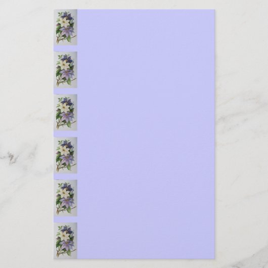 薄紫クレマティスつる植物アクリル絵画ズ 便箋 (正面)