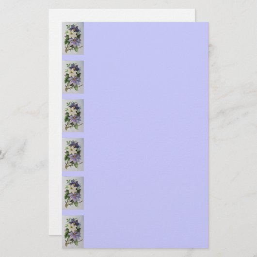 薄紫クレマティスつる植物アクリル絵画ズ 便箋 (正面/裏面)