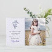 薄紫クロスと花の宗教写真 サンキューカード (スタンド正面)