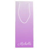 薄紫グラデーションパーソナライズされた名 ワインギフトバッグ (裏面)