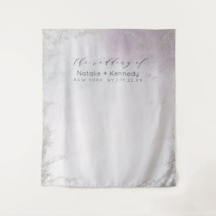 薄紫グラデーション銀製フォトブース背景 タペストリー