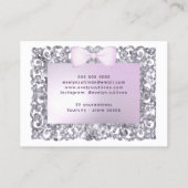 薄紫グリッターフレームボウビジネスカード 名刺 (裏面)