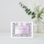 薄紫グリッターフレームボウビジネスカード 名刺 (スタンド正面)