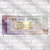 薄紫グリッター水彩フェイク金ゴールドサロン開口部 横断幕