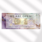 薄紫グリッター水彩フェイク金ゴールドサロン開口部 横断幕