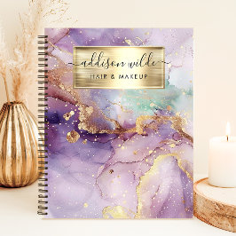 薄紫グリッター水彩金フェイク箔事業 ノートブック