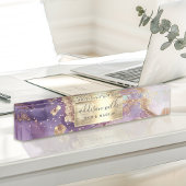 薄紫グリッター水彩金フェイク箔 デスクネームプレート