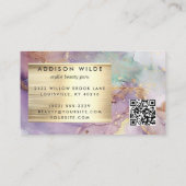 薄紫グリッター水彩金フェイク箔 予約カード (裏面)