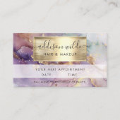 薄紫グリッター水彩金フェイク箔 予約カード (正面)