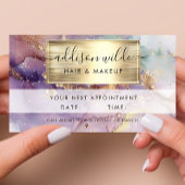 薄紫グリッター水彩金フェイク箔 予約カード