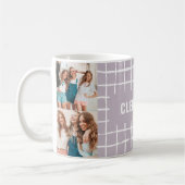 薄紫グリッド4フォトモダンミニマルシンプルー コーヒーマグカップ (左)