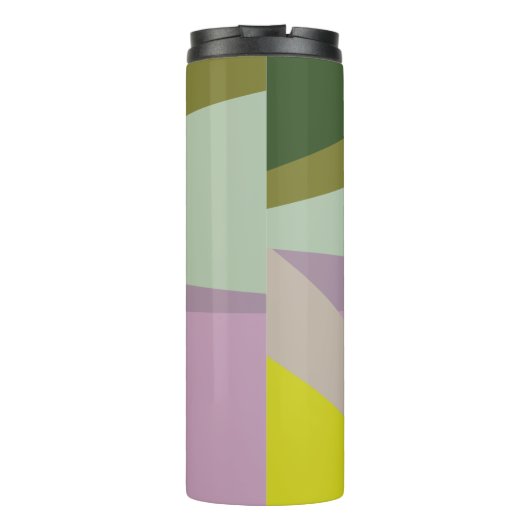 薄紫グリーンジオメトリカラーブロックパーソナライズされた タンブラー (裏面)