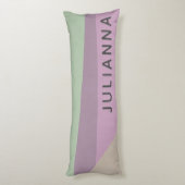 薄紫グリーンジオメトリカラーブロックパーソナライズされた ボディピロー (裏面 (縦))