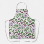 薄紫グリーンホワイトヴィンテージ植物花 エプロン (正面)