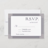 薄紫グレー白赤面モダン結婚式RSVP 招待状 (正面)