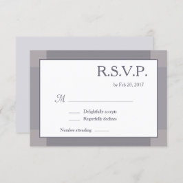 薄紫グレー白赤面モダン結婚式RSVP 招待状