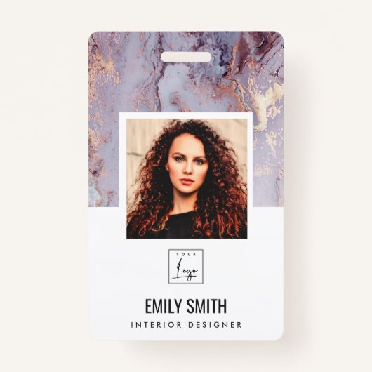 薄紫ゲート従業員フォトバーコード名バッジ バッジ (正面)