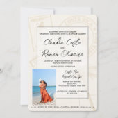 薄紫コスタリカパスポート結婚式招待状 招待状 (正面)