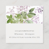 薄紫コテージガーデンウォーターカラーフローラ束 スクエア名刺 (裏面)