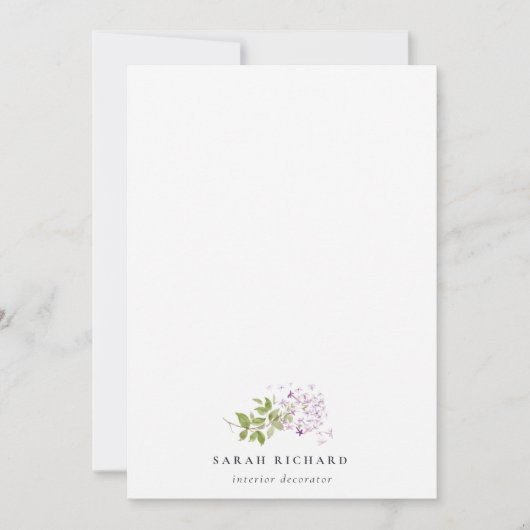 薄紫コテージガーデンウォーターカラーフローラ束 ノートカード (正面)