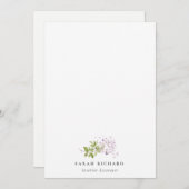 薄紫コテージガーデンウォーターカラーフローラ束 ノートカード (正面/裏面)