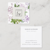 薄紫コテージガーデン水彩フローラバンチロゴ スクエア名刺 (正面/裏面)